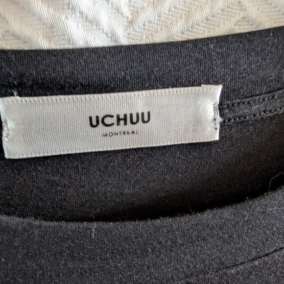 UCHUU Pleat Dress Black with beige white stripe details Size Small 4-6 - Picture 2 of 16